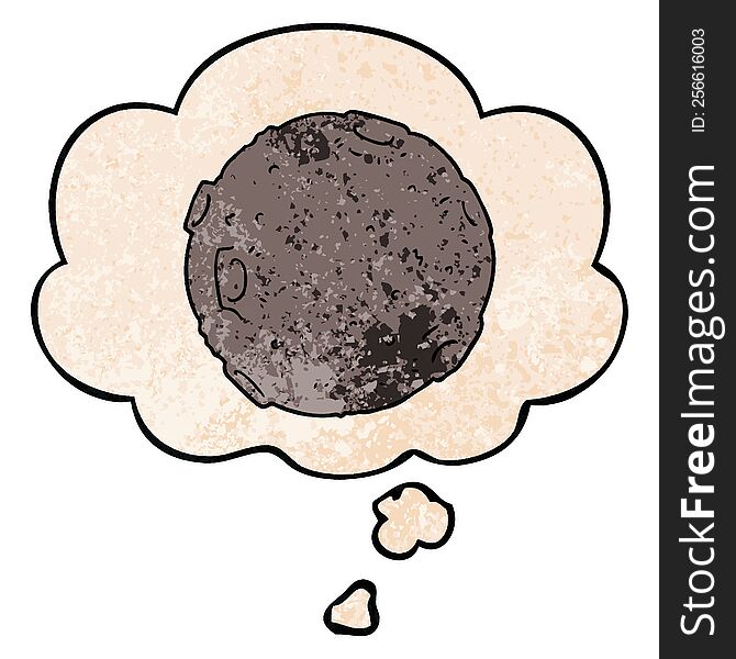 cartoon moon with thought bubble in grunge texture style. cartoon moon with thought bubble in grunge texture style