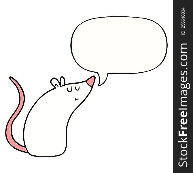 Cartoon White Mouse And Speech Bubble