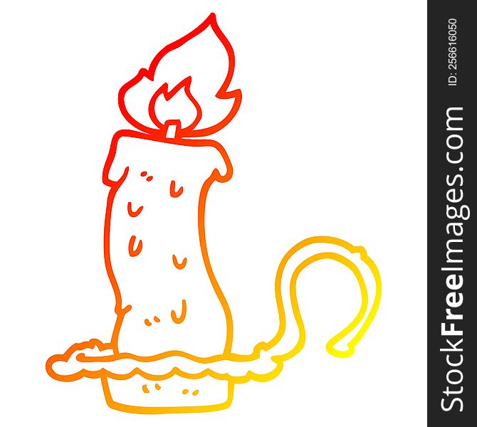 warm gradient line drawing of a cartoon burning candle