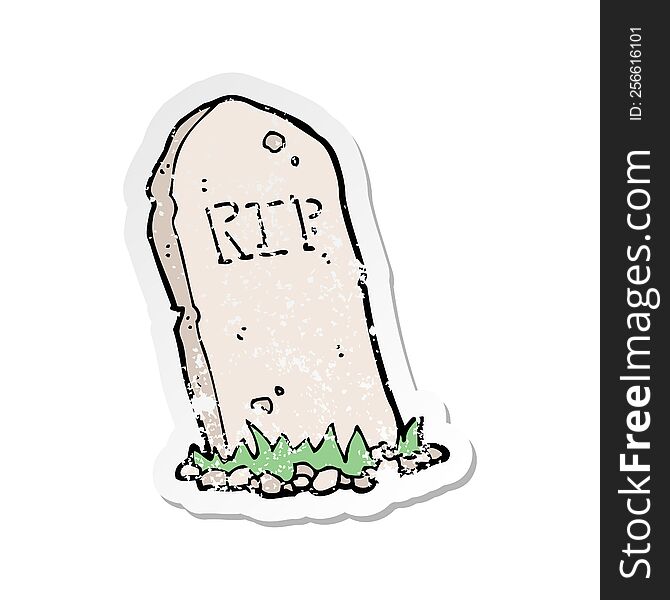 retro distressed sticker of a cartoon spooky grave