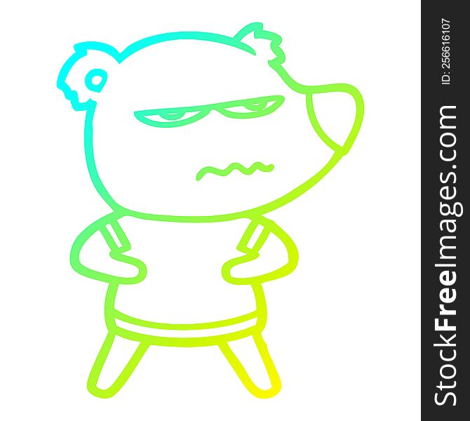 Cold Gradient Line Drawing Annoyed Bear Cartoon