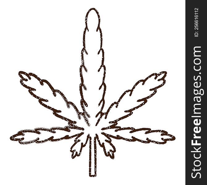 Marijuana Leaf Charcoal Drawing
