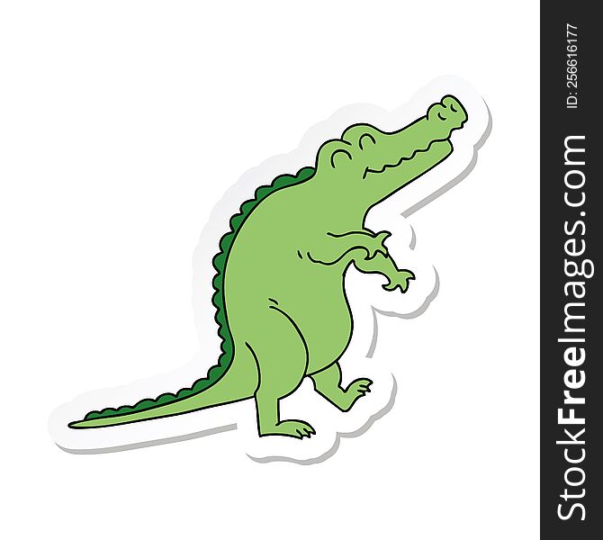 sticker of a quirky hand drawn cartoon crocodile