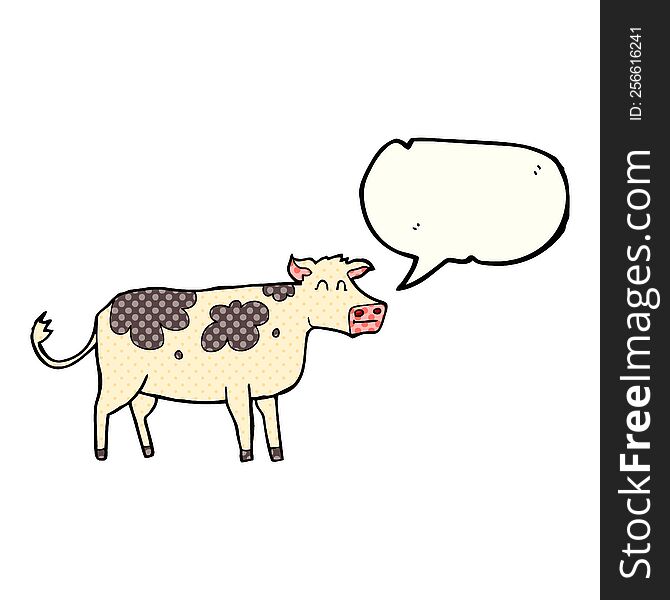 freehand drawn comic book speech bubble cartoon cow