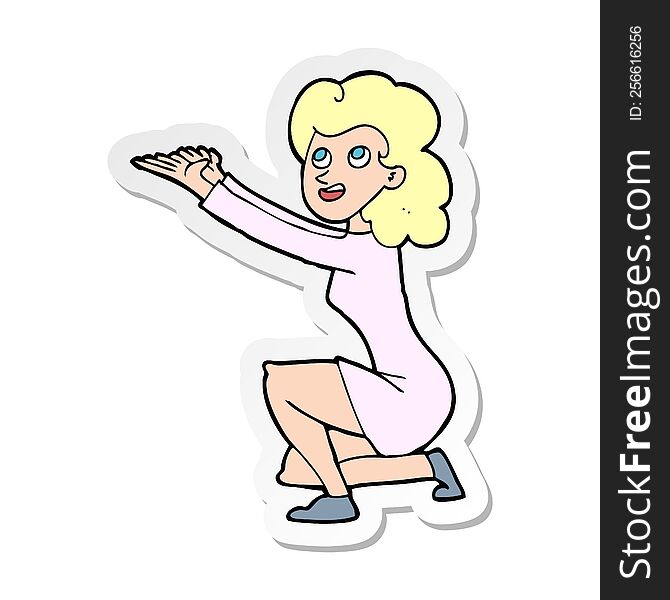 Sticker Of A Cartoon Woman Presentation Gesture