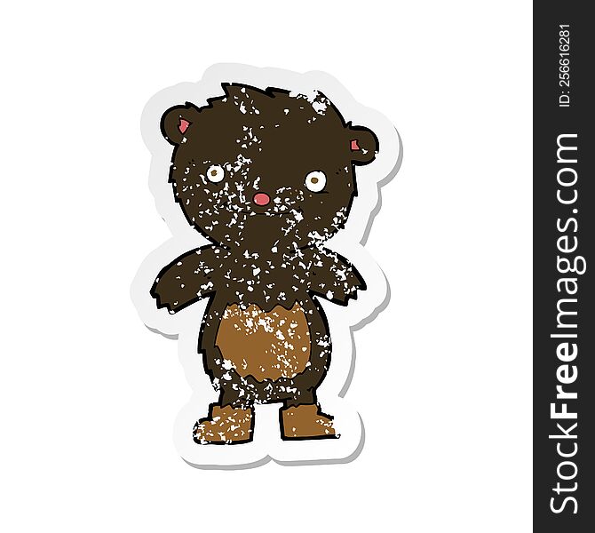 retro distressed sticker of a cartoon teddy black bear wearing boots