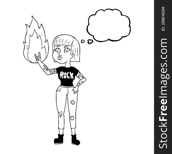 Thought Bubble Cartoon Rock Girl