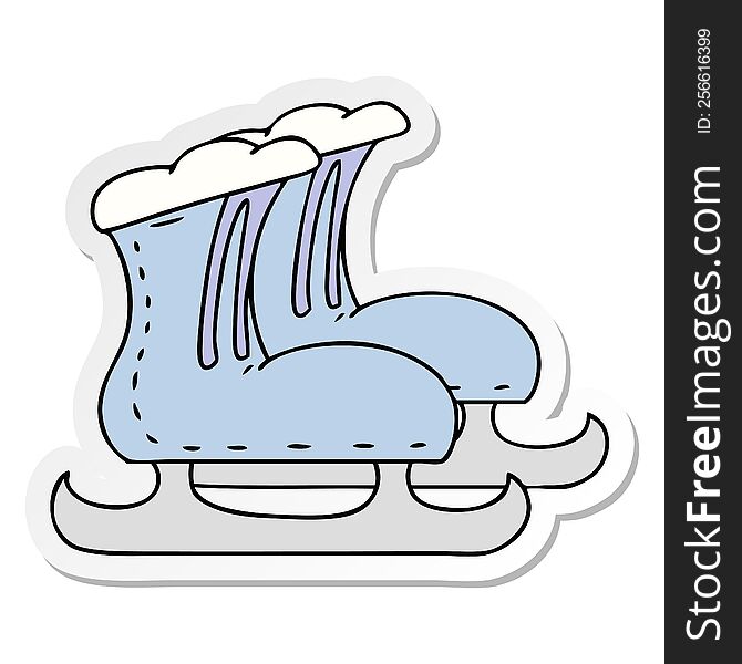 hand drawn sticker cartoon doodle ice skate boots