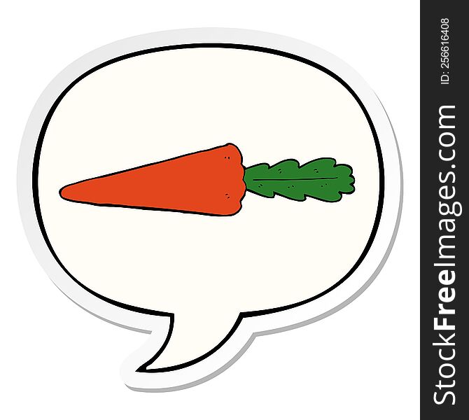 cartoon carrot with speech bubble sticker. cartoon carrot with speech bubble sticker