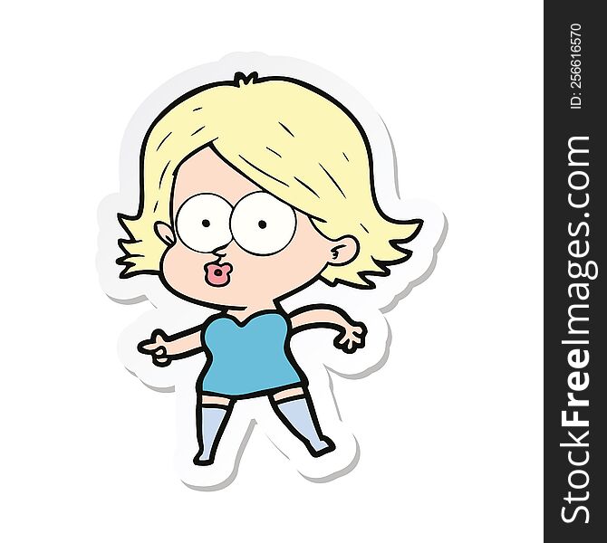 Sticker Of A Cartoon Girl Pouting