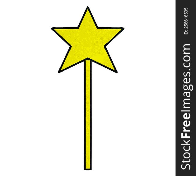 retro grunge texture cartoon of a star wand