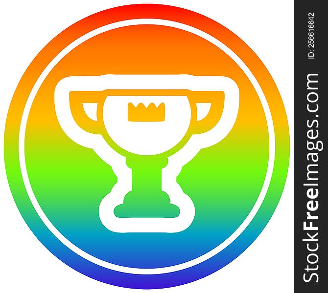 trophy award circular icon with rainbow gradient finish. trophy award circular icon with rainbow gradient finish