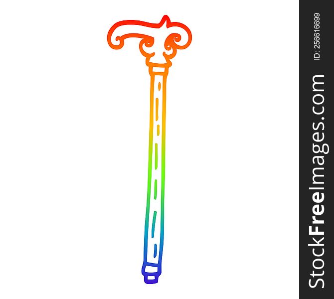 Rainbow Gradient Line Drawing Cartoon Walking Stick