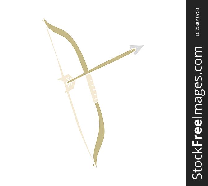 flat color illustration of bow and arrow. flat color illustration of bow and arrow