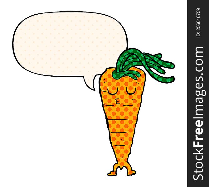 Cartoon Carrot And Speech Bubble In Comic Book Style