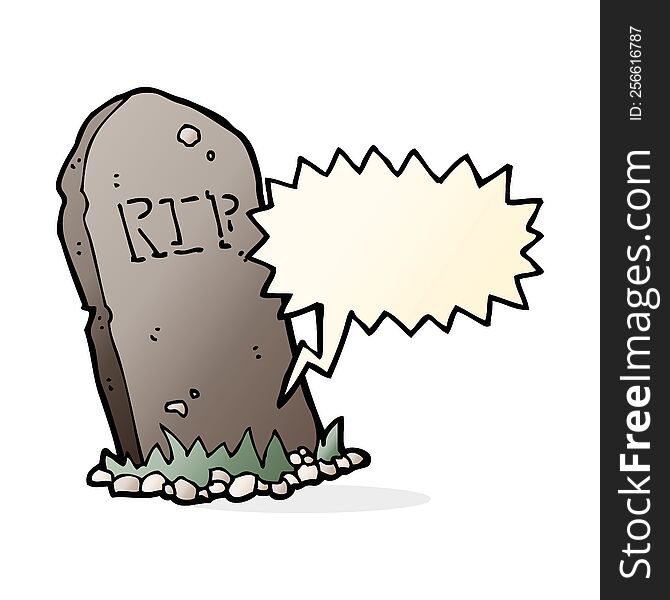 cartoon spooky grave with speech bubble