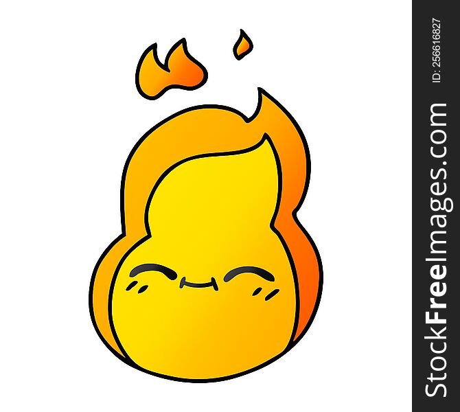 freehand drawn gradient cartoon of cute kawaii fire flame