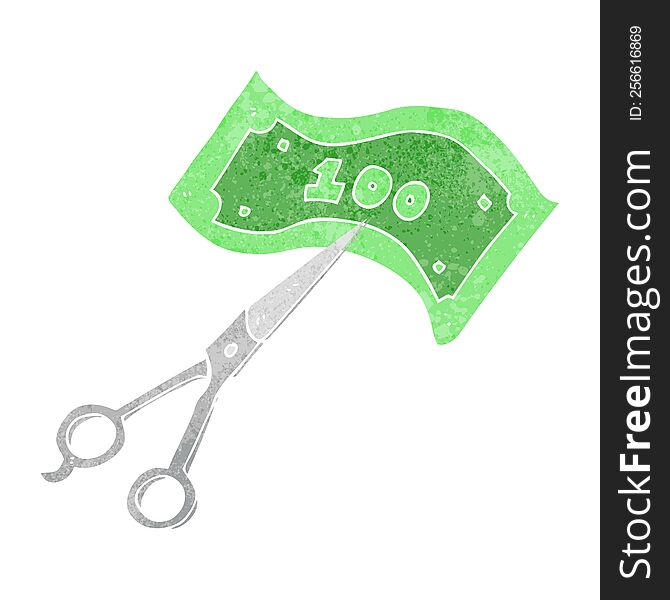 Retro Cartoon Scissors Cutting Money