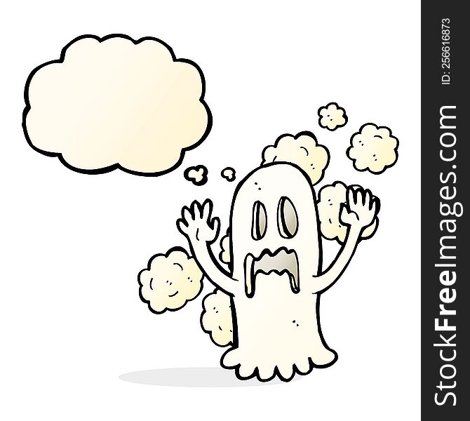 Cartoon Spooky Ghost With Thought Bubble