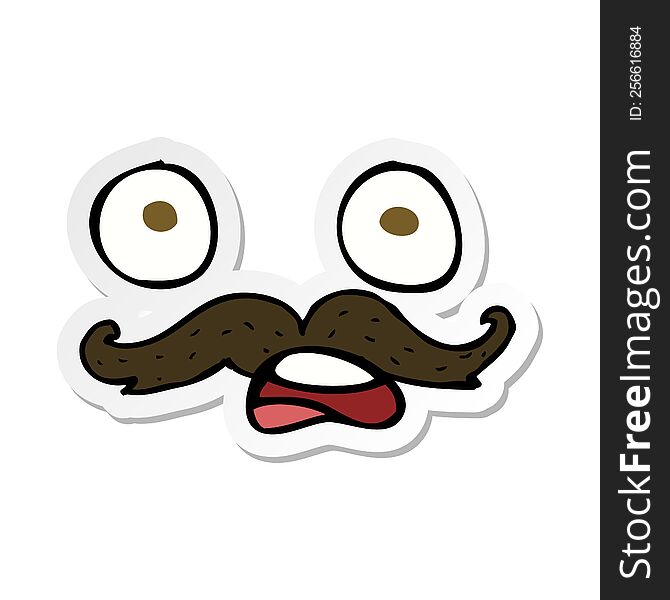 Sticker Of A Cartoon Mustache Face