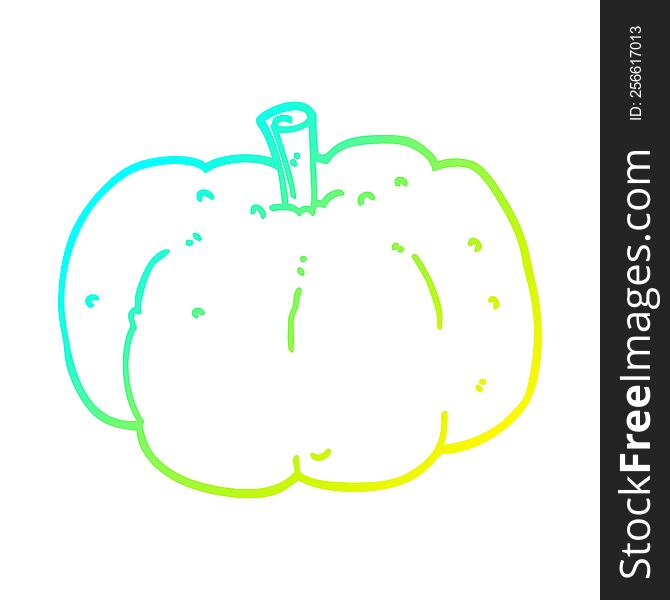 Cold Gradient Line Drawing Cartoon Pumpkin