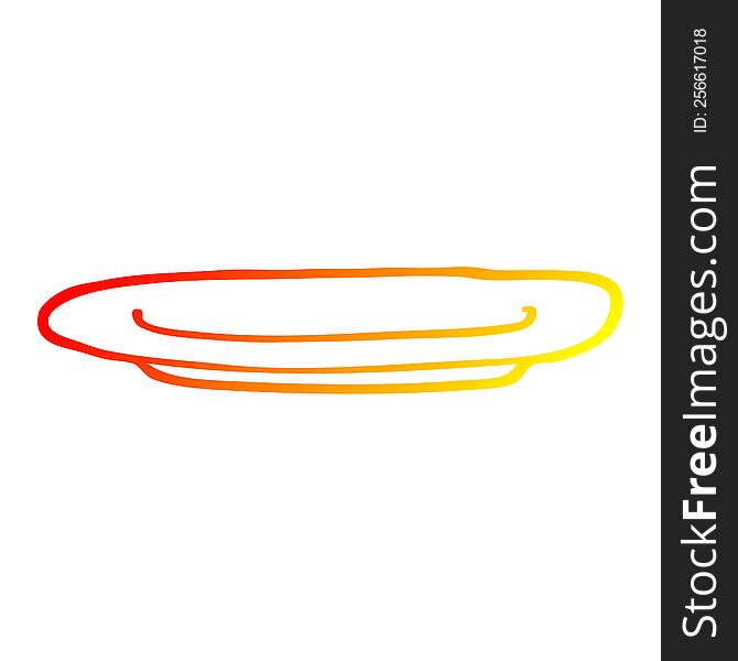 warm gradient line drawing of a cartoon empty plate