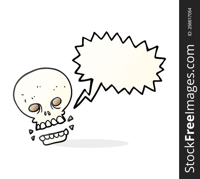 freehand drawn speech bubble cartoon scary skull