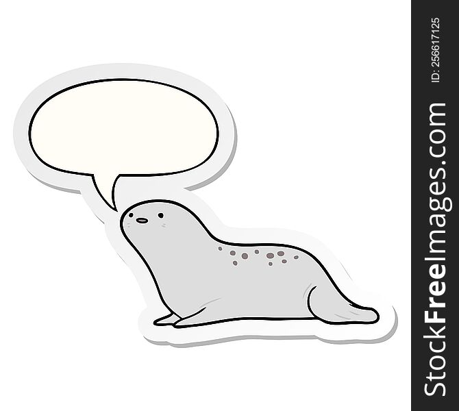 cute cartoon seal with speech bubble sticker. cute cartoon seal with speech bubble sticker