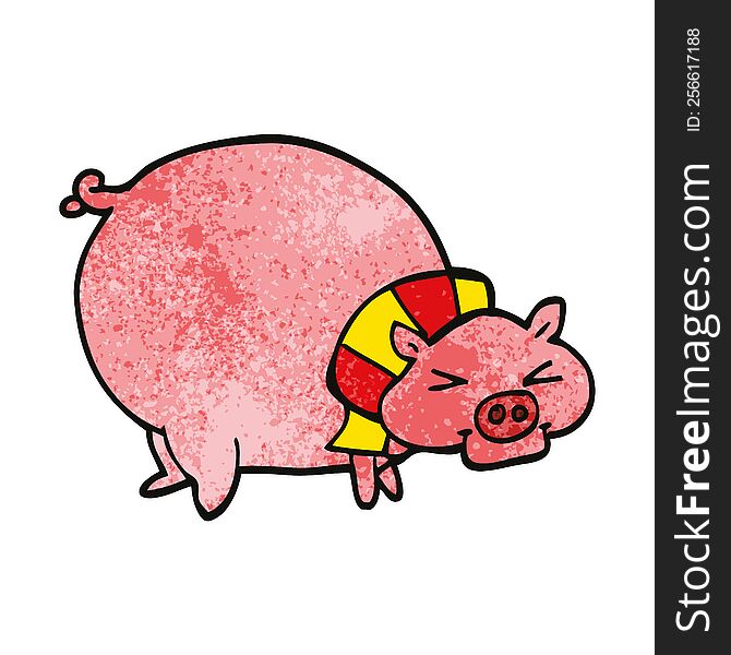 Cartoon Doodle Fat Pig