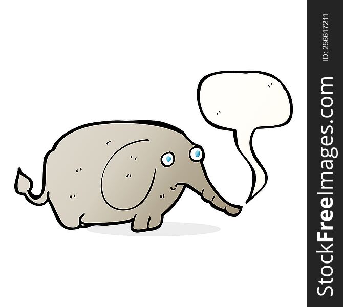 cartoon sad little elephant with speech bubble