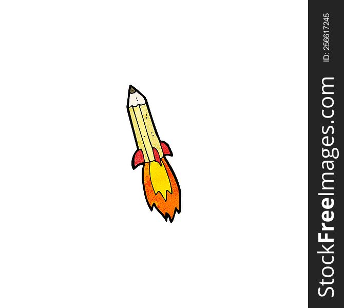 cartoon rocket pencil