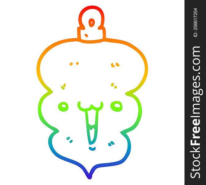 rainbow gradient line drawing of a cartoon christmas decoration bauble