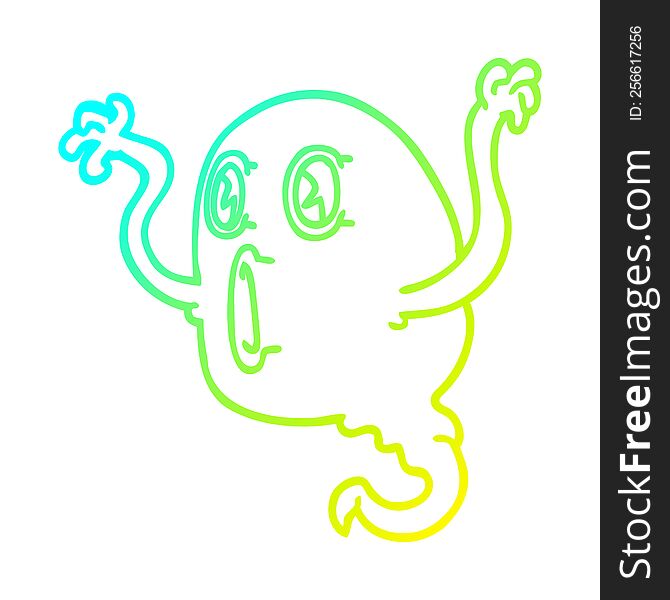 Cold Gradient Line Drawing Spooky Cartoon Ghost