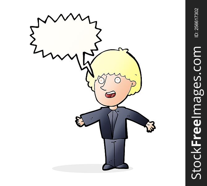 Cartoon Happy Man With Speech Bubble