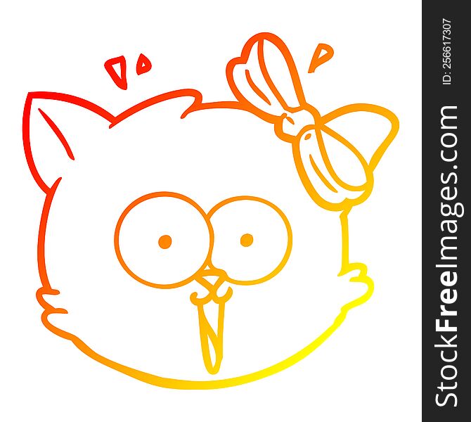 warm gradient line drawing of a cartoon surprised cat face