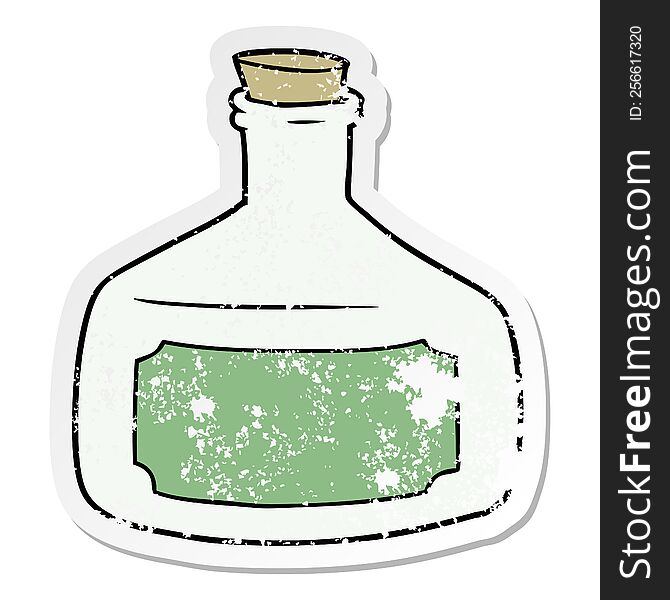 distressed sticker of a old bottle cartoon