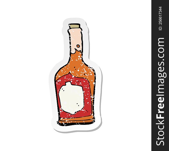 retro distressed sticker of a cartoon bottle of rum