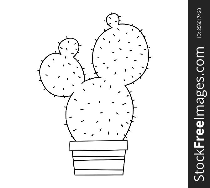 Quirky Line Drawing Cartoon Cactus