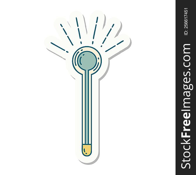 sticker of a tattoo style glass thermometer