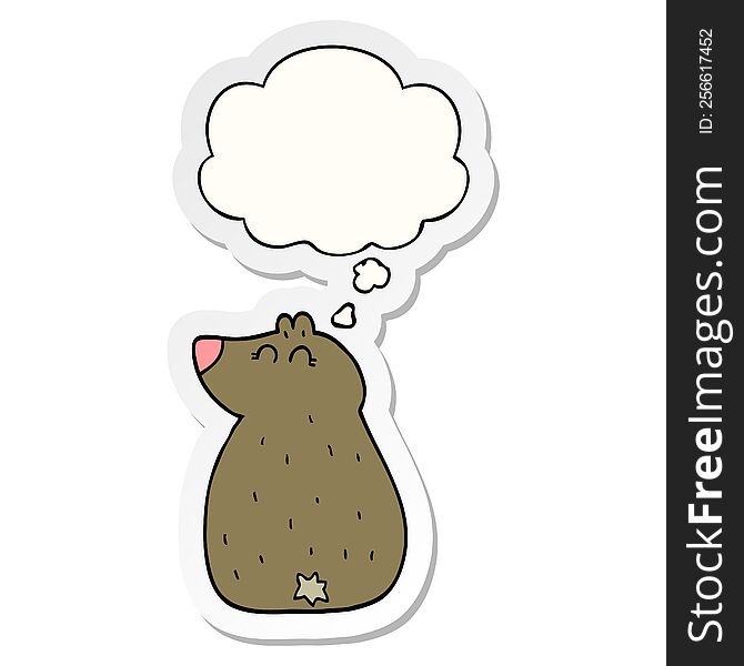 Cute Cartoon Bear And Thought Bubble As A Printed Sticker