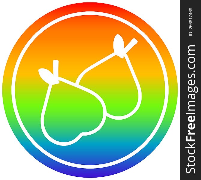 organic pears circular icon with rainbow gradient finish. organic pears circular icon with rainbow gradient finish