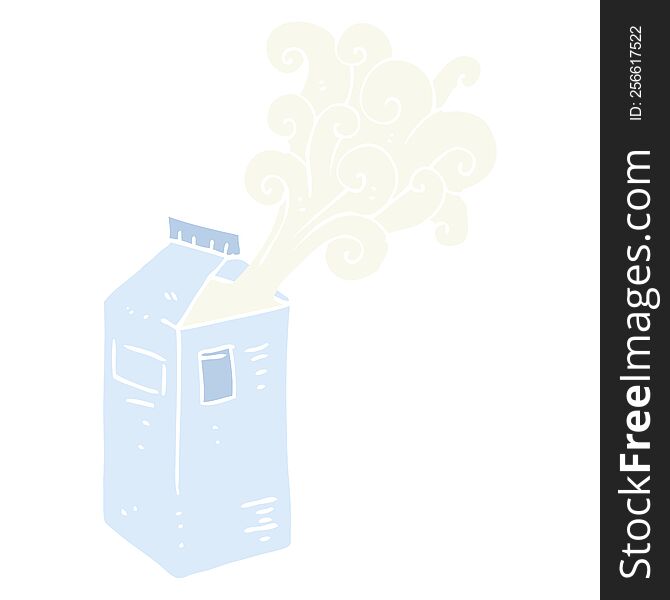 Flat Color Illustration Of A Cartoon Milk Carton Exploding
