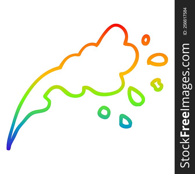 Rainbow Gradient Line Drawing Cartoon Water Splash