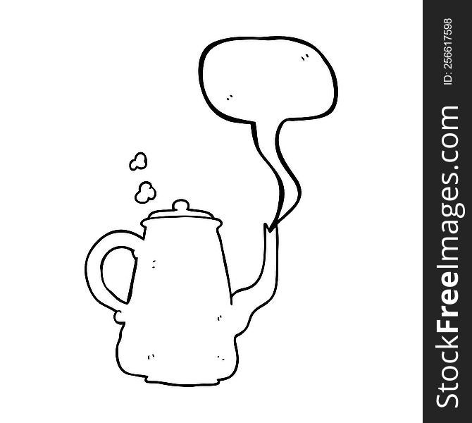freehand drawn speech bubble cartoon steaming  coffee pot. freehand drawn speech bubble cartoon steaming  coffee pot