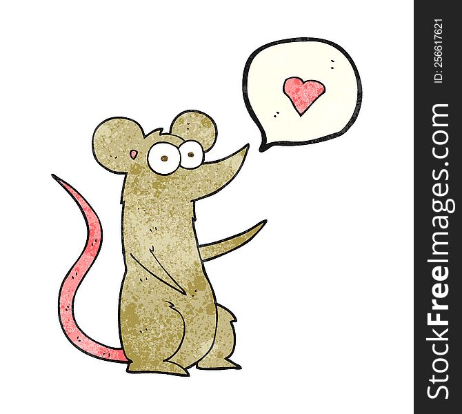 freehand drawn texture cartoon mouse in love