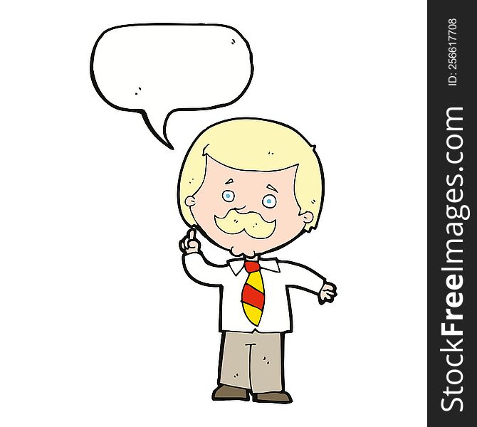 Cartoon Newsreader Man With Idea With Speech Bubble