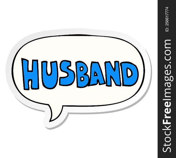 cartoon word husband with speech bubble sticker