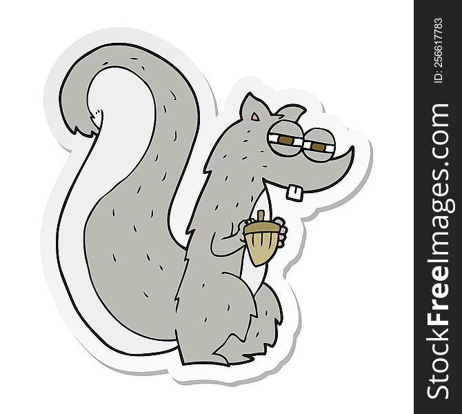 sticker of a cartoon squirrel with nut