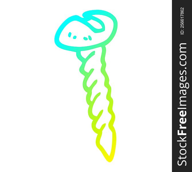 cold gradient line drawing of a cartoon metal screw