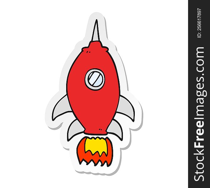 Sticker Of A Cartoon Spaceship